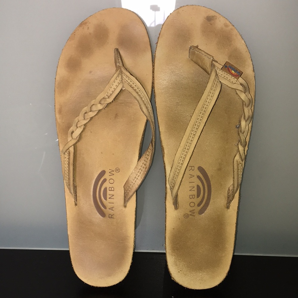Rainbow ‘Flirty’ Braided Leather Flip Flop